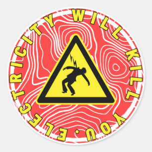 Sticker Rond reddy kilowatt électricité vous tuera
