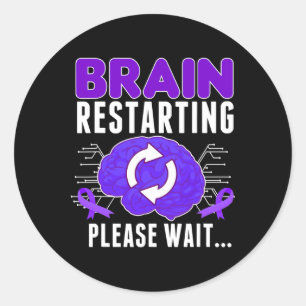 Sticker Rond Redémarrage du cerveau - Epilepsie Violet Ribbon H