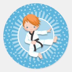 Sticker Rond Redhead Karate Boy Judo Martial Arts