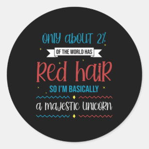 Sticker Rond Redhead Unicorn Red Hair Ginger Redheads cadeau
