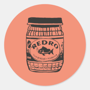 Sticker Rond Redro Fish Paste Illustration Classic Round Sticke