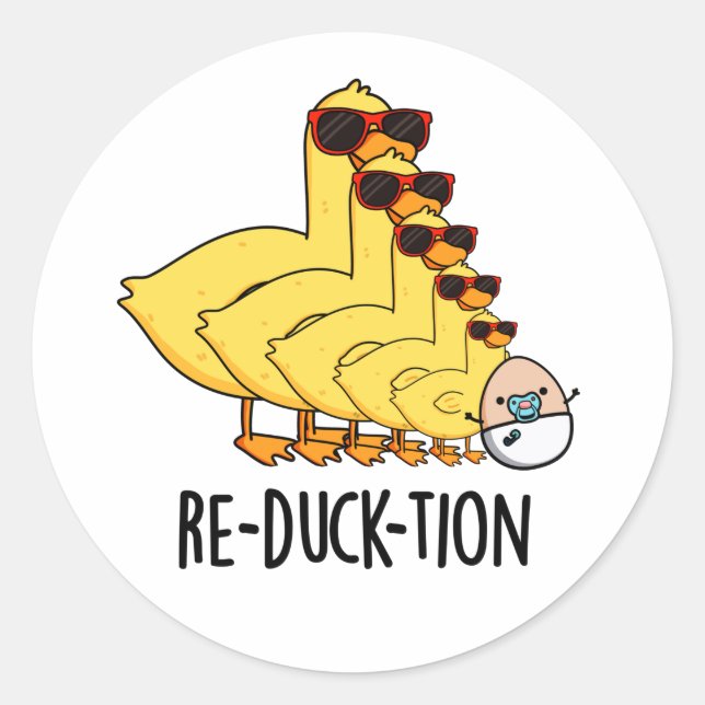 Sticker Rond Réduck-tion Funny Animal Canard Pun (Devant)