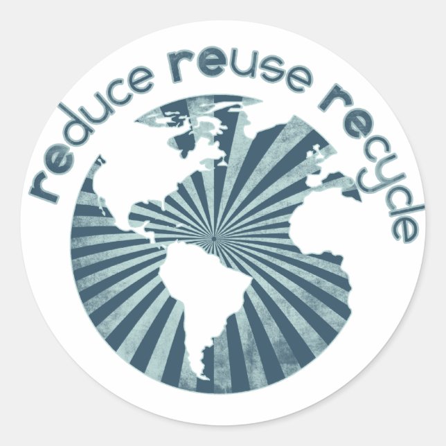 Sticker Rond Réduire la réutilisation Recycle Planète Ressource (Devant)