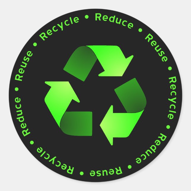 Sticker Rond Réduisez, réutilisez, Recycler l'autocollant (Devant)