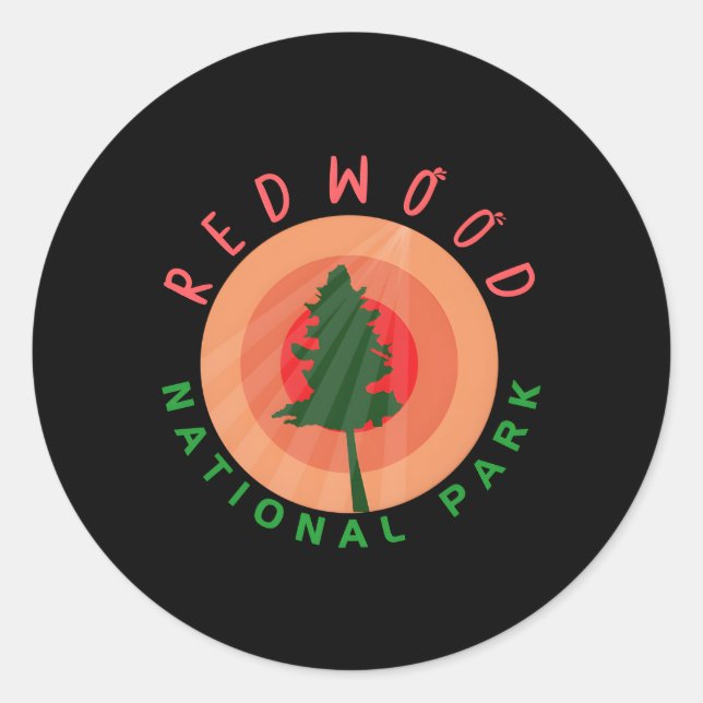 Sticker Rond Redwood National Park California Visitor Tourist (Devant)