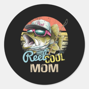 Sticker Rond Reel Cool Mom Drôle Citations de pêche pour les fe