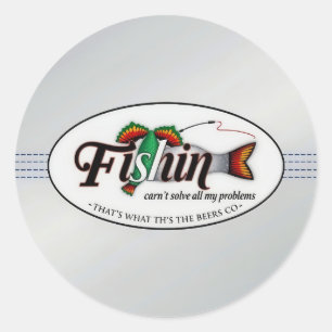 Sticker Rond Reel in the Good Times : Fishin' and Beers!