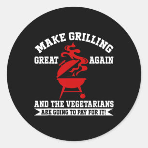 Sticker Rond Refaire Griller La Grandeur America Usa Trump Bbq
