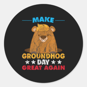 Sticker Rond Refaire la journée de la marmotte grande encore Bo