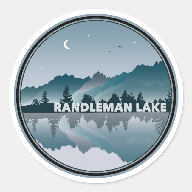 Sticker Rond Réflexion de Randleman Lake North Carolina (Devant)