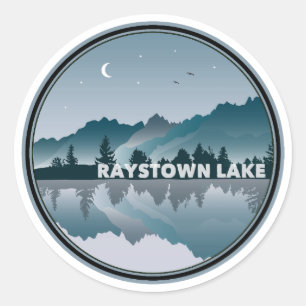 Sticker Rond Reflexion de Raystown Lake Pennsylvanie