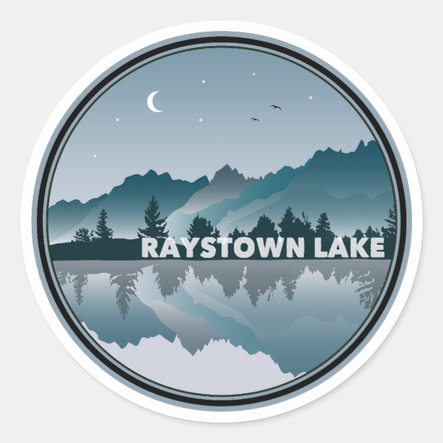 Sticker Rond Reflexion de Raystown Lake Pennsylvanie (Devant)