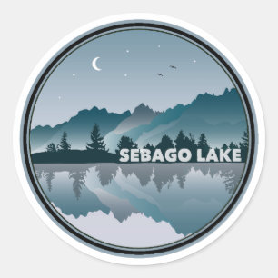 Sticker Rond Réflexion de Sebago Lake Maine