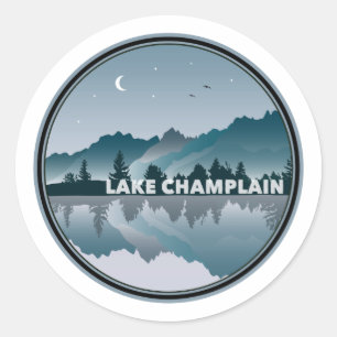 Sticker Rond Réflexion du lac Champlain New York Vermont