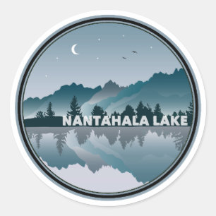 Sticker Rond Réflexion du lac Nantahala en Caroline du Nord