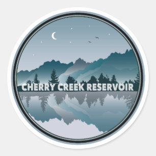 Sticker Rond Réflexion du réservoir de Cherry Creek