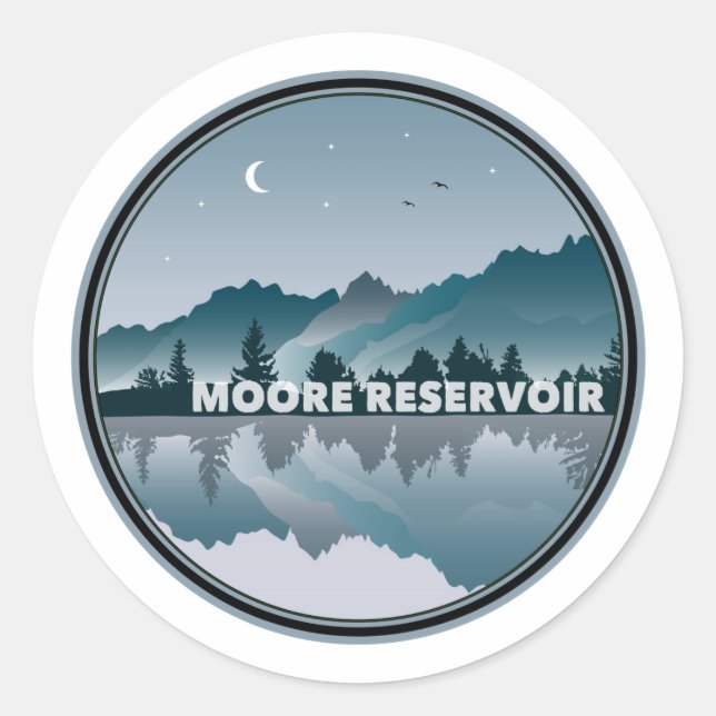 Sticker Rond Réflexion du réservoir Moore New Hampshire (Devant)