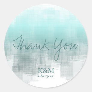 Sticker Rond Réflexions aquarelle Merci Turquoise ID774