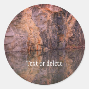 Sticker Rond Réflexions sur le mur de carrière de roche 3 perso