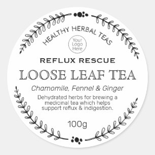 Sticker Rond Reflux Secourir le logo du thé à base de plantes É