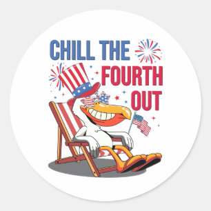 Sticker Rond Refroidir le quatrième drôle de pélican patriotiqu