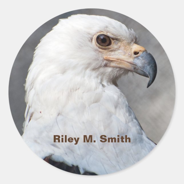Sticker Rond Regal American Bald Eagle Nom du portrait (Devant)