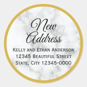 Sticker Rond Regard d'or et adresse de marbre blanche de Faux