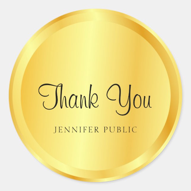 Sticker Rond Regard métallisé or faux aspect élégant tendance é (Devant)