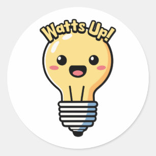 Sticker Rond Regarde ! Carton d'ampoule mignonne