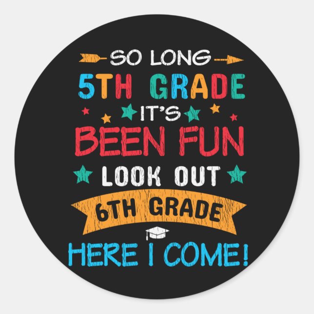 Sticker Rond Regarde En 6e Année Je Reviens À L'École (Devant)