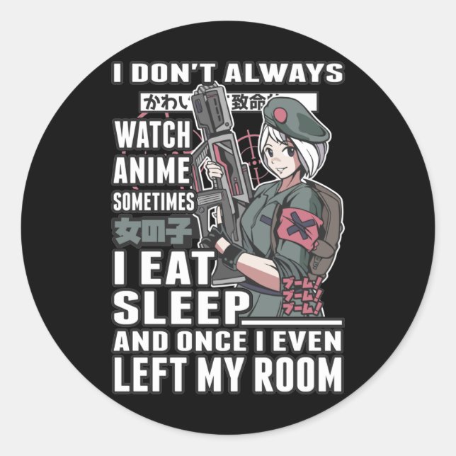 Sticker Rond Regardez Anime Lover Otaku Comédie japonaise Manga (Devant)