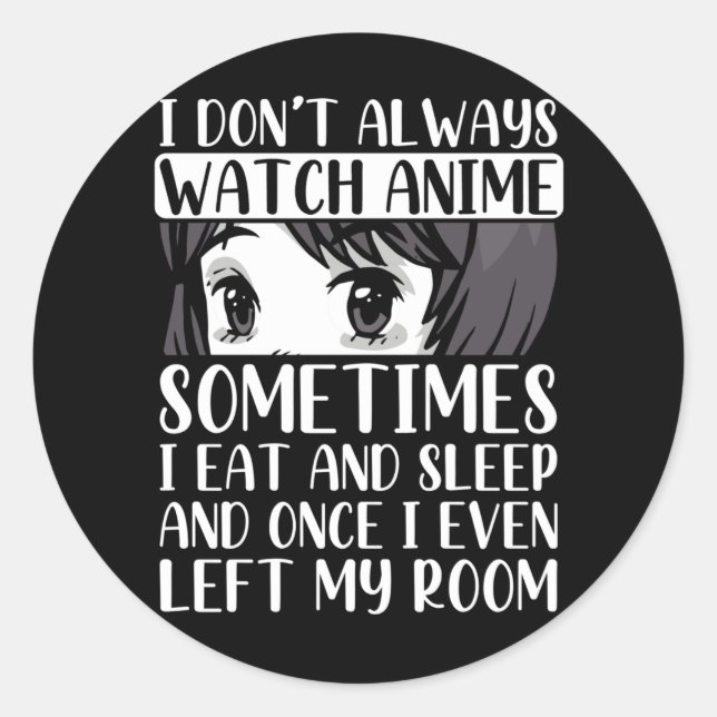 Sticker Rond Regardez Anime Otaku Girl Japonaise Comic Manga Fa (Devant)