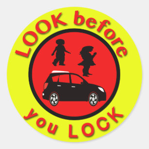 Sticker Rond Regardez Avant De Verrouiller