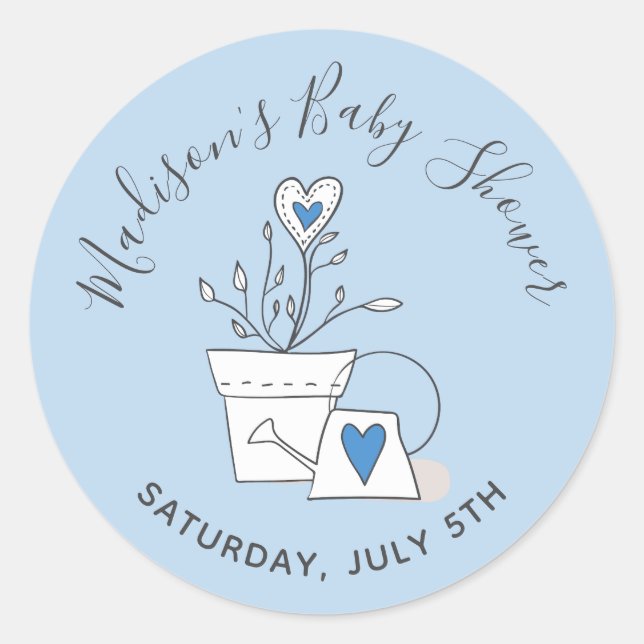 Sticker Rond Regardez-moi grandir Baby shower Plante à pointill (Devant)