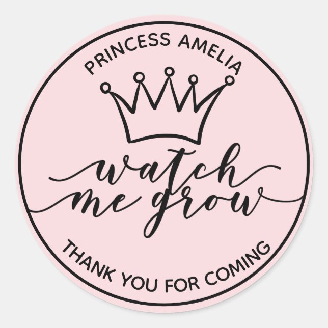 Sticker Rond Regardez-moi grandir rose et noir Faveur royale (Devant)