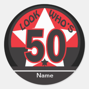 Sticker Rond Regardez qui a 50 ans   50e anniversaire