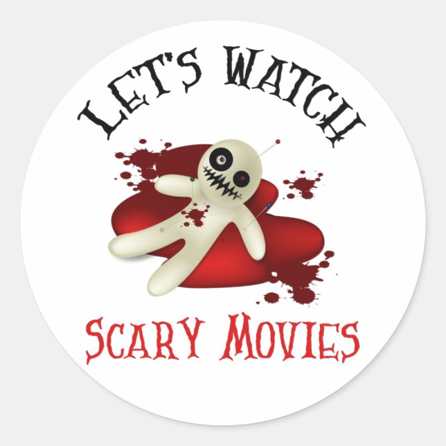 Sticker Rond Regardons Des Films Effrayants, Un Film D'Horreur  (Devant)