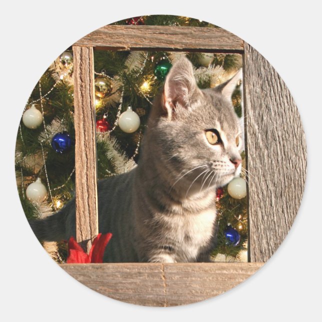 Sticker Rond Regards pour Père Noël (Devant)