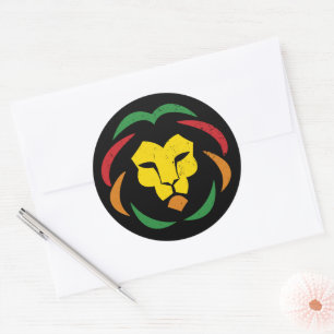 Sticker Rond Reggae Lion Tattoo JunetDix Blackity Black