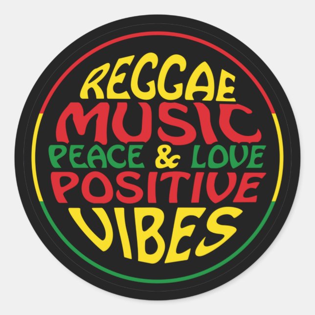 Sticker Rond Reggae Music with positive sayings and quotes (Devant)