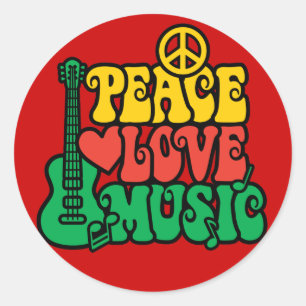 Sticker Rond Reggae peace love music