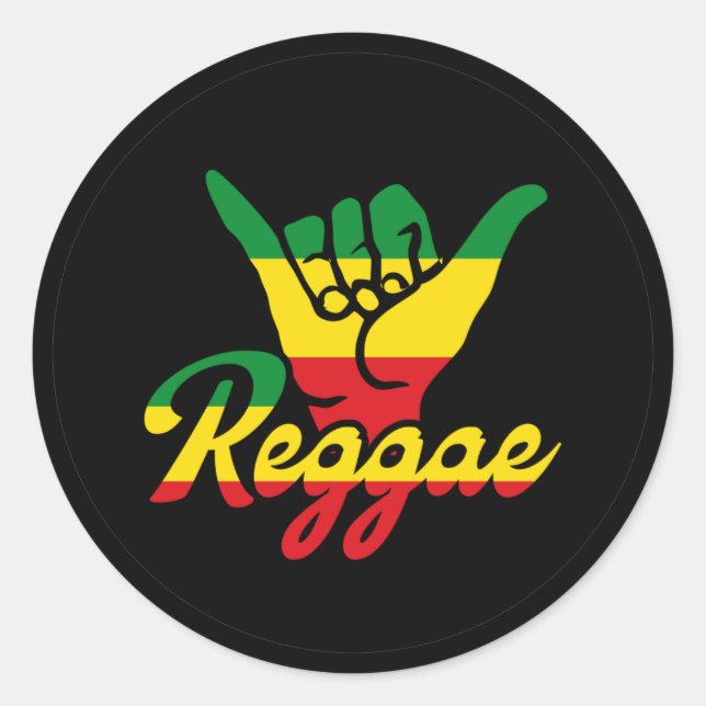 Sticker Rond Reggae Shaka Hands with reggae colors (Devant)