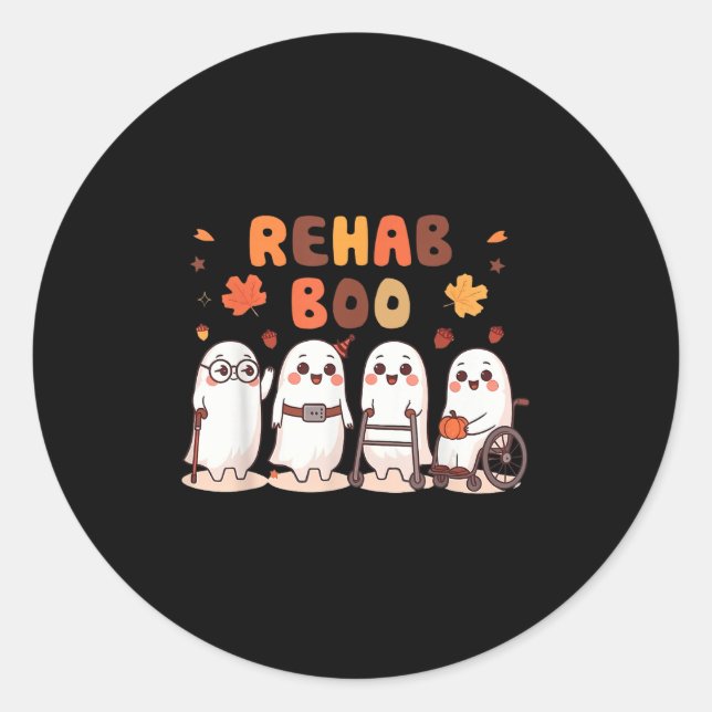Sticker Rond Rehab Boo Halloween Fun Ghost Physical Therapy Ot  (Devant)