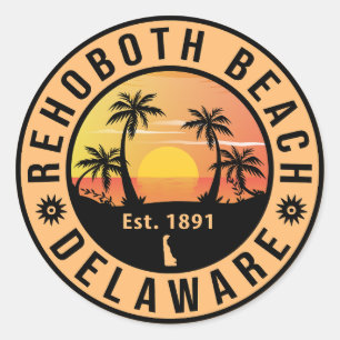 Sticker Rond Rehoboth Beach Delaware Retro Sunset Souvenirs les