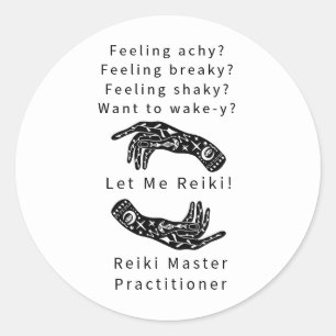 Sticker Rond Reiki Master Praticien Riddle Et Mains