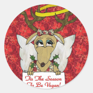 Sticker Rond Reindeer Angel C'est la saison d'être Vegan