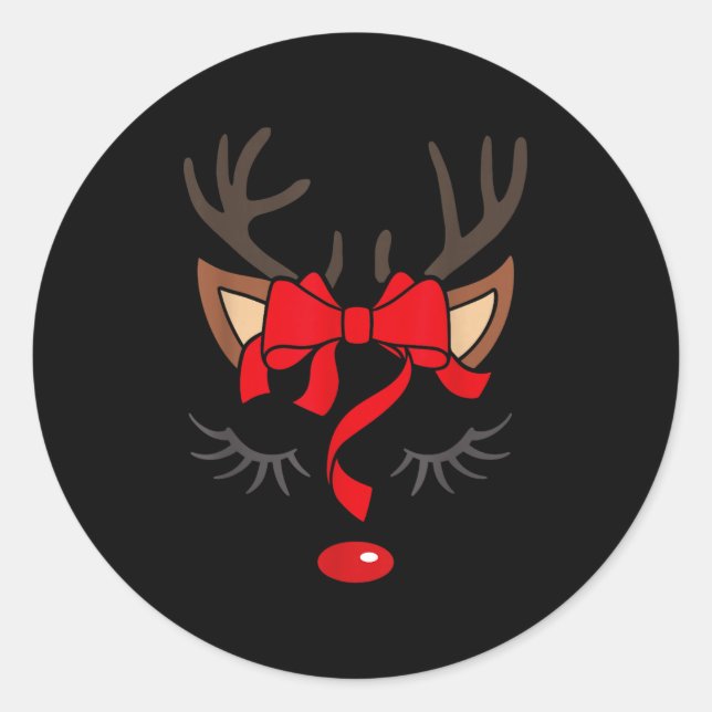 Sticker Rond Reindeer Antlers Christmas Outfit Women Girls Kids (Devant)