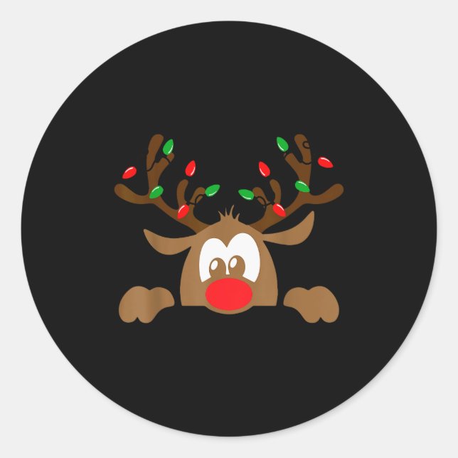 Sticker Rond Reindeer Face Matching Family Christmas Deer Girl  (Devant)