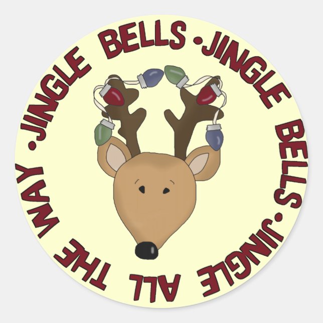 Sticker Rond Reindeer Jingle Bells Tshirts et cadeaux (Devant)