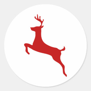Sticker Rond Reindeer Jump Noël Rouge Silhouette Golf Balls